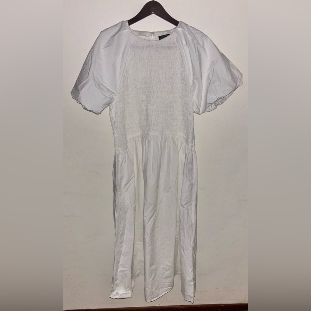 NWT J. Crew Meadow dress in cotton poplin White XL Flowy Boho Cottagecore Preppy - Picture 4 of 12